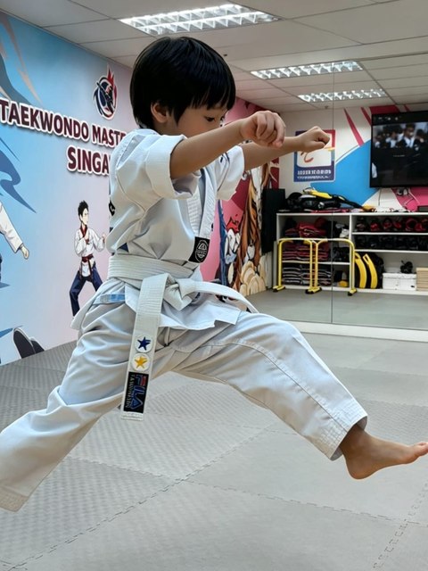Young student soaring through a flying technique